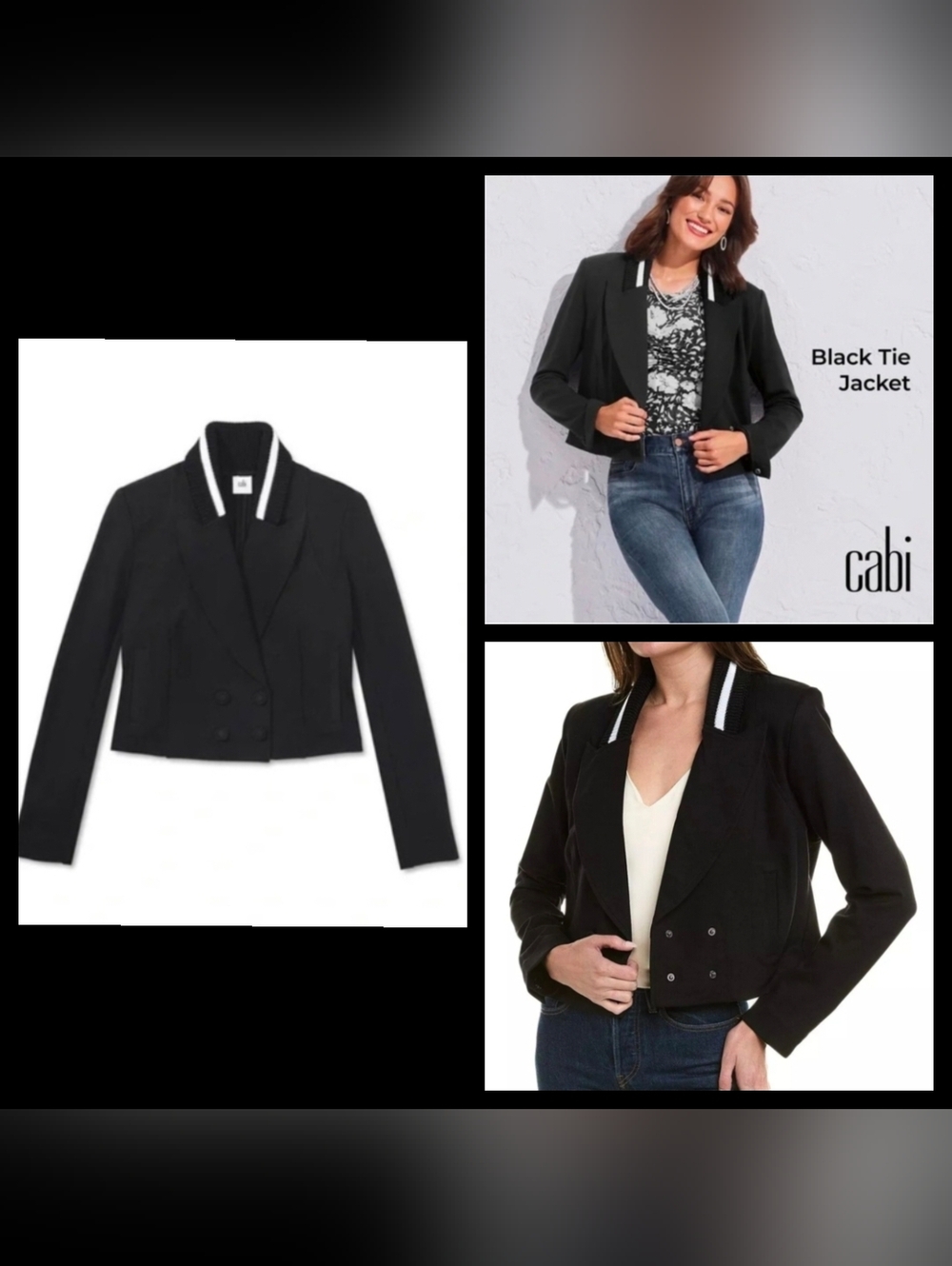CAbi Black Tie Jacket, Size 8